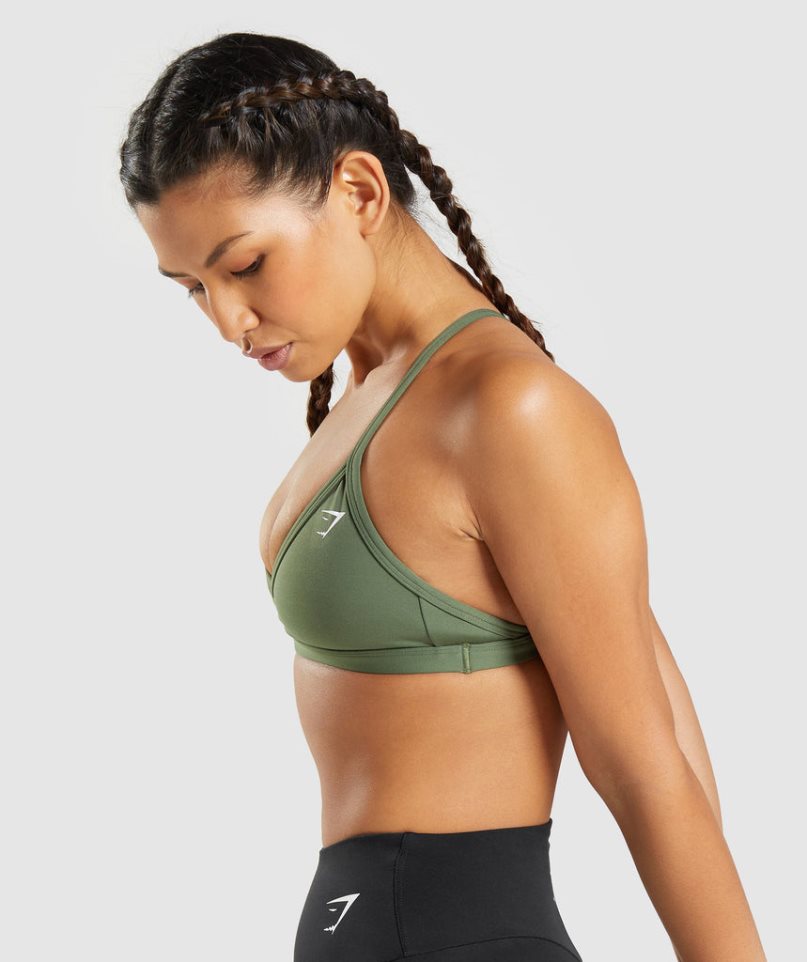 Women's Gymshark Minimal Sports Bra Olive | NZ 9WNYRL